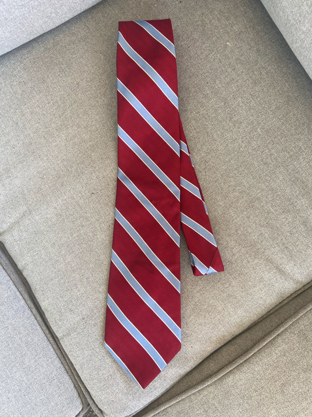 Brooks Brothers Red Tie with Light Blue and White Diagonal Stripes